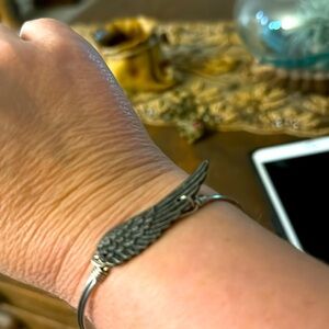 Luca + Danni Bracelet Angel Wing Cuff bangle Feather Faith Journey Statement